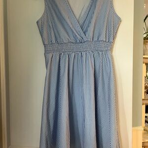Blue and White Striped Sleeveless Sundress